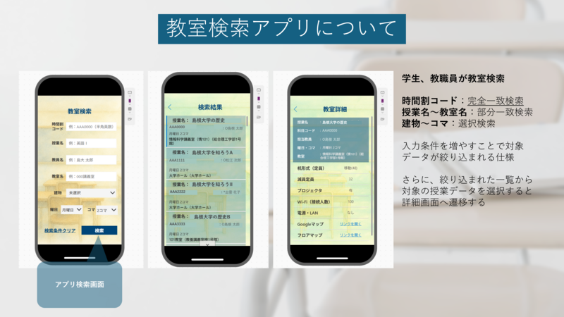 教室検索アプリサンプル